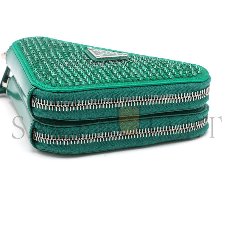 Pra*a satin crystal mini triangle crossbody pouch 1nr015 (15*10cm)